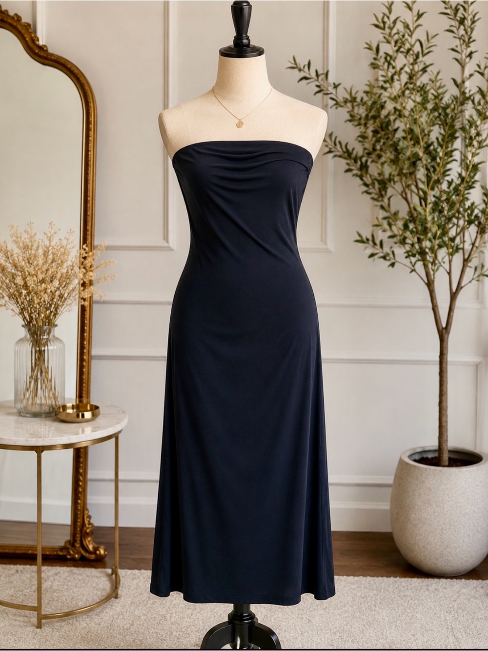 House of Harlow 1960 Strapless Navy Midi Slip Dress